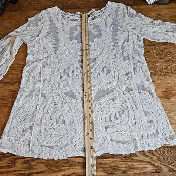 Buffalo David Bitton See Through Crochet Lace Mesh Top - Picture 10 of 12